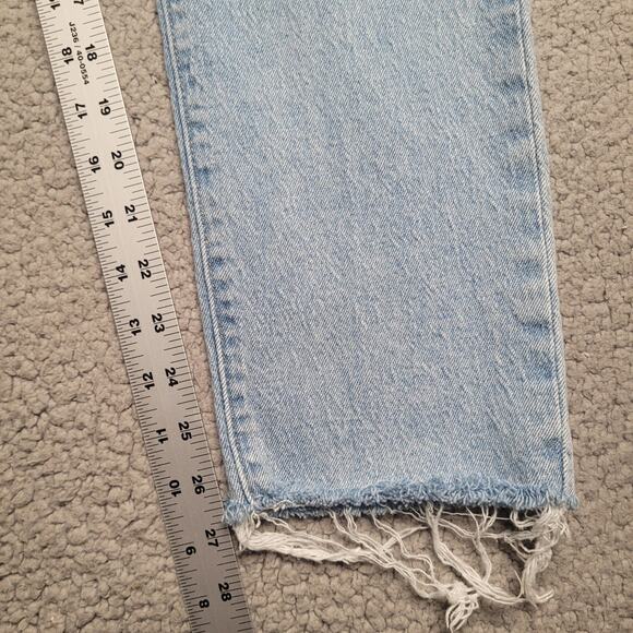 Levis 501 Jeans 31x28 Blue Denim Light Wash Button Fly Raw Hem Skinny High Rise - Picture 10 of 11